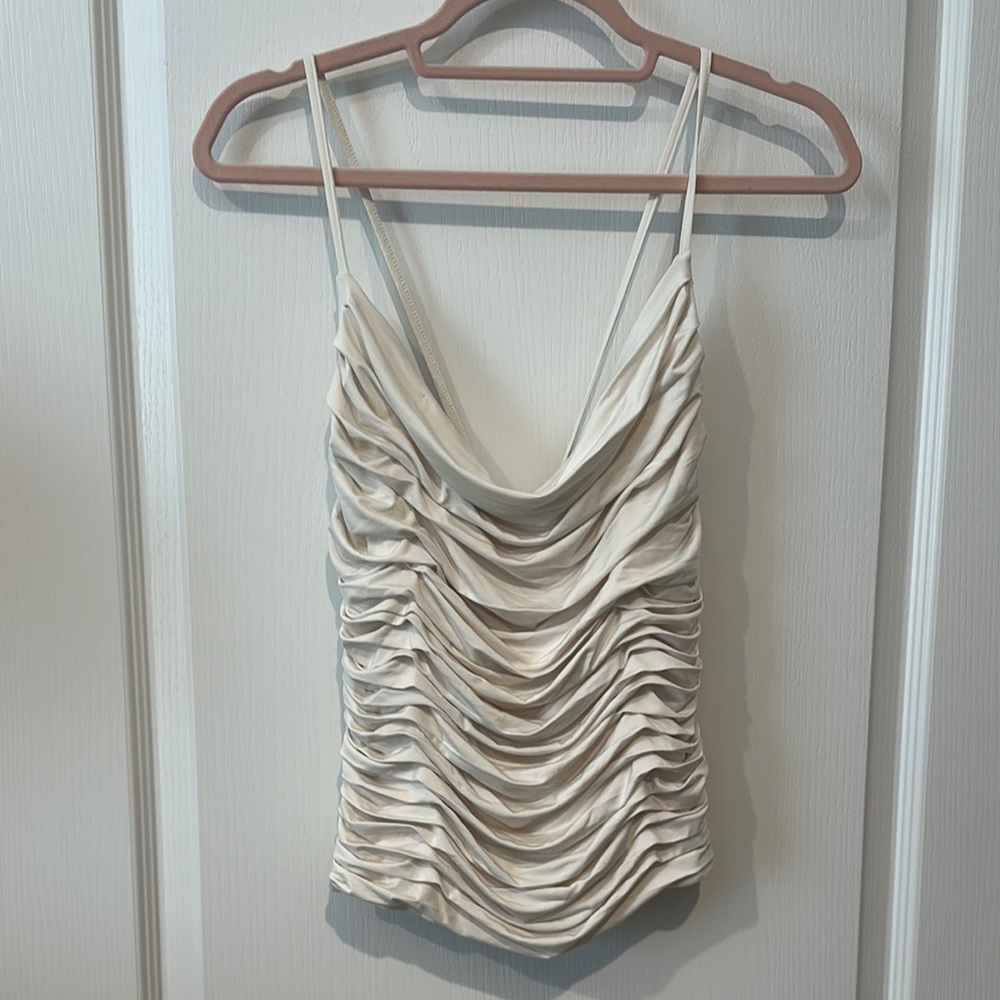 Express Cream Ruched Sleeveless Camisole